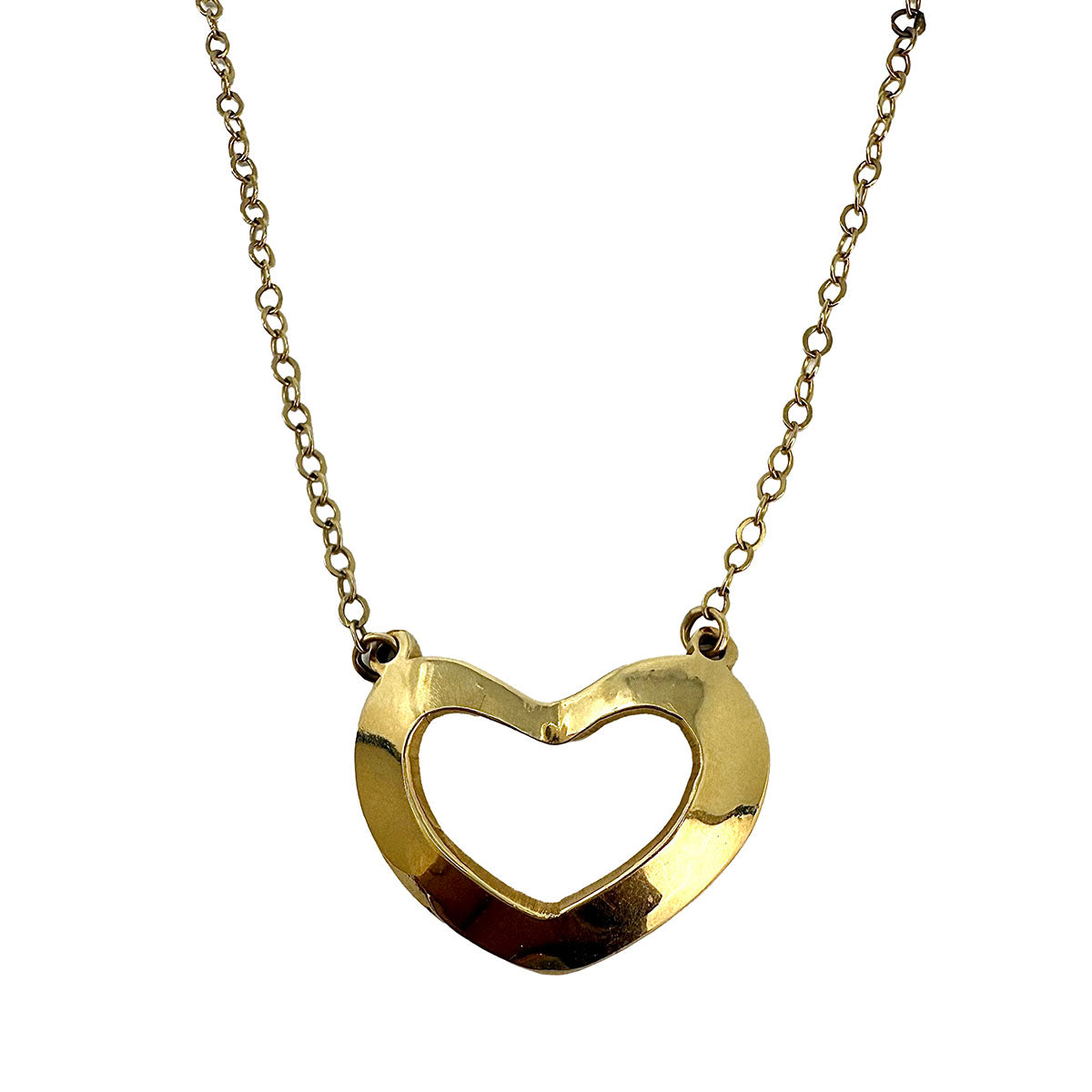 14K Gold Necklace with Open Heart