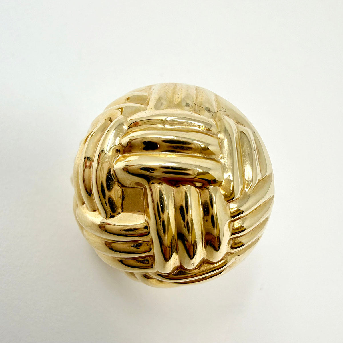 14K Gold Basket Weave Dome Earrings