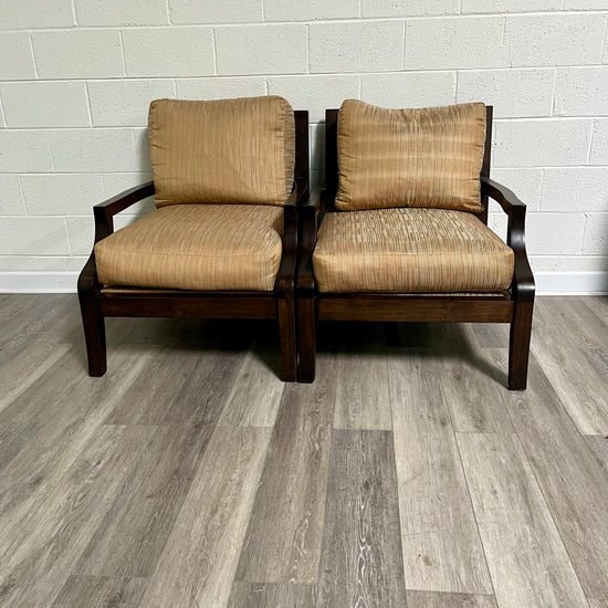 Pair Of Gold Low Arm Chairs