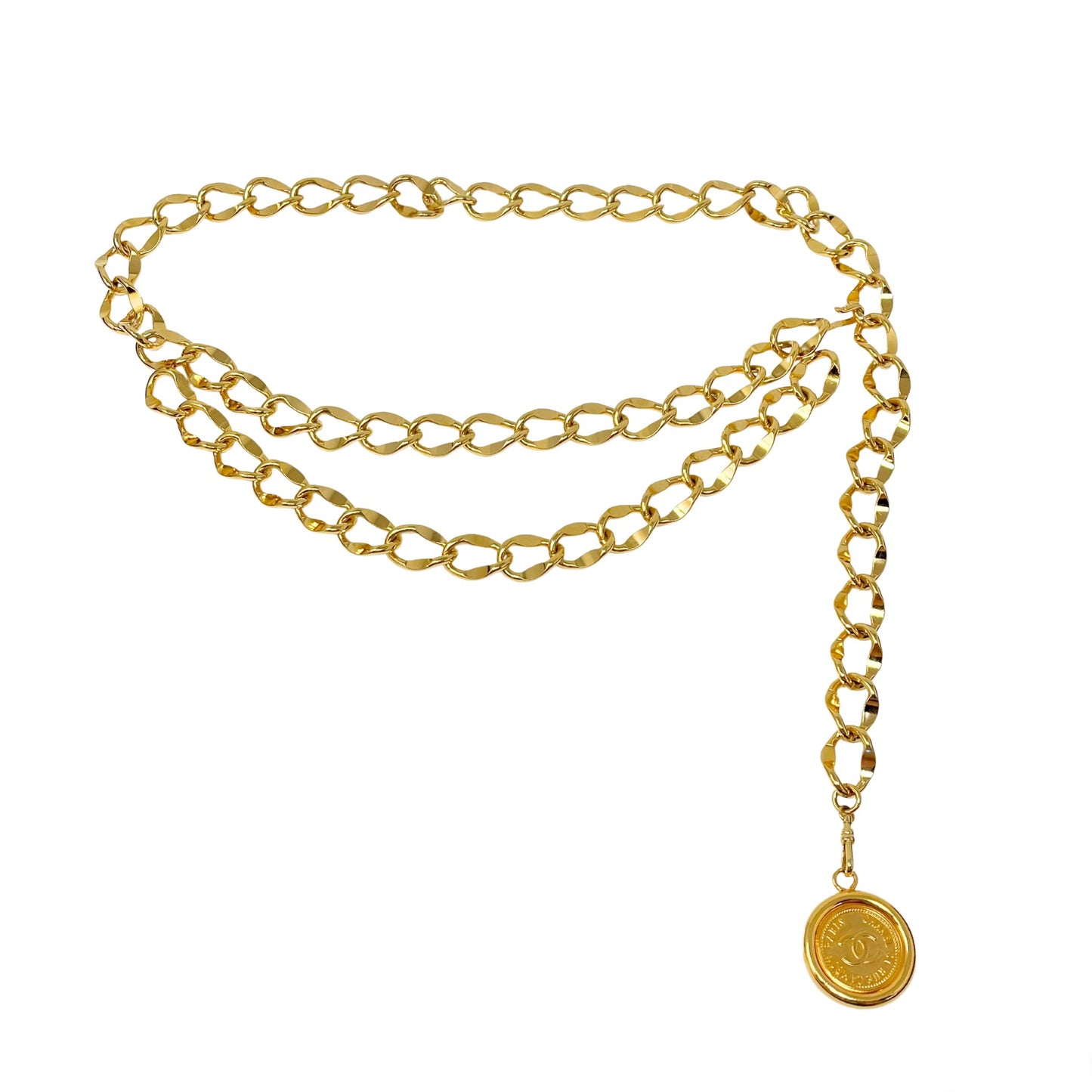 Chanel Gold-tone Chain Link Medallion Belt