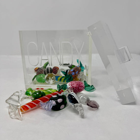 Acrylic Candy Box with Art Glass Wrapped Candies