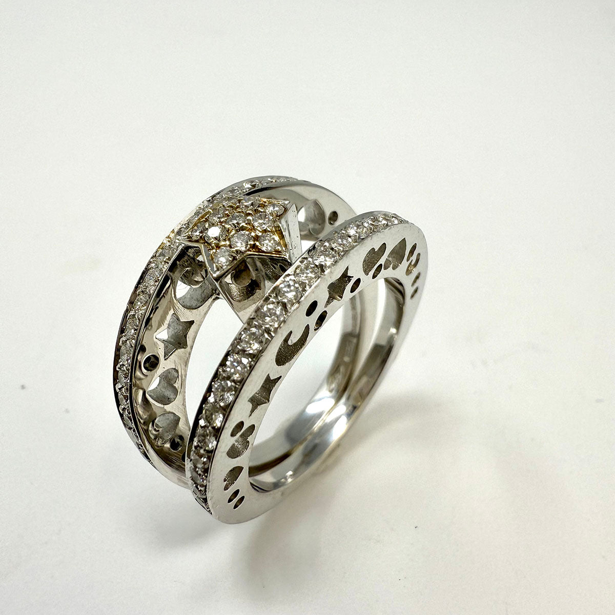 Giolomoda 18K White Gold Star Design Diamond Ring