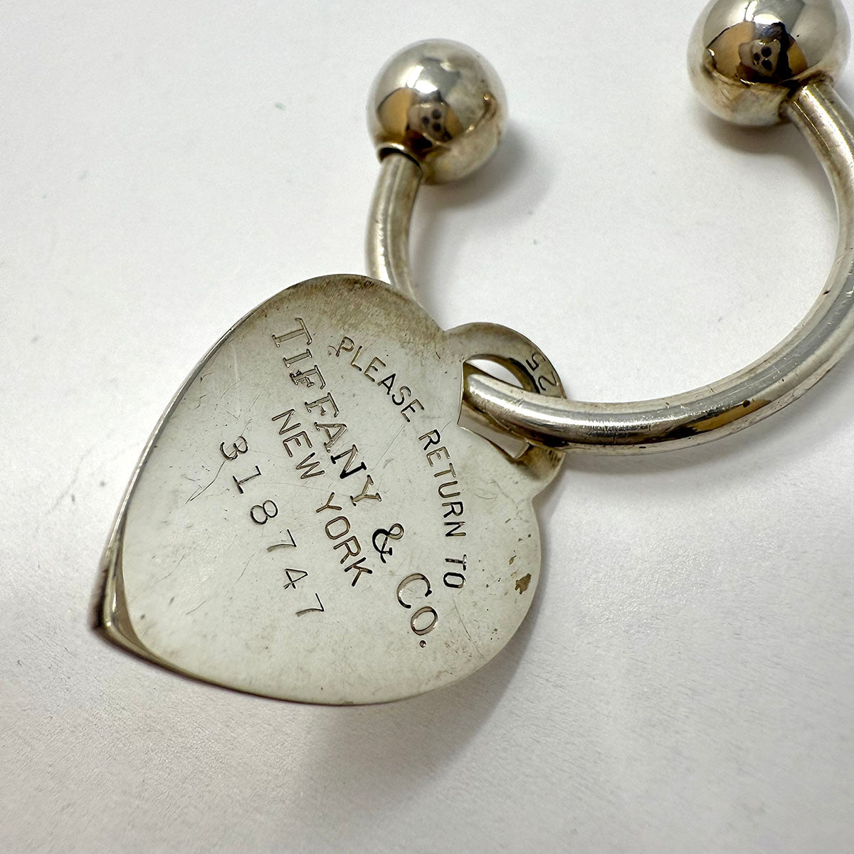 Vintage Sterling Return to Tiffany Bead Key Ring