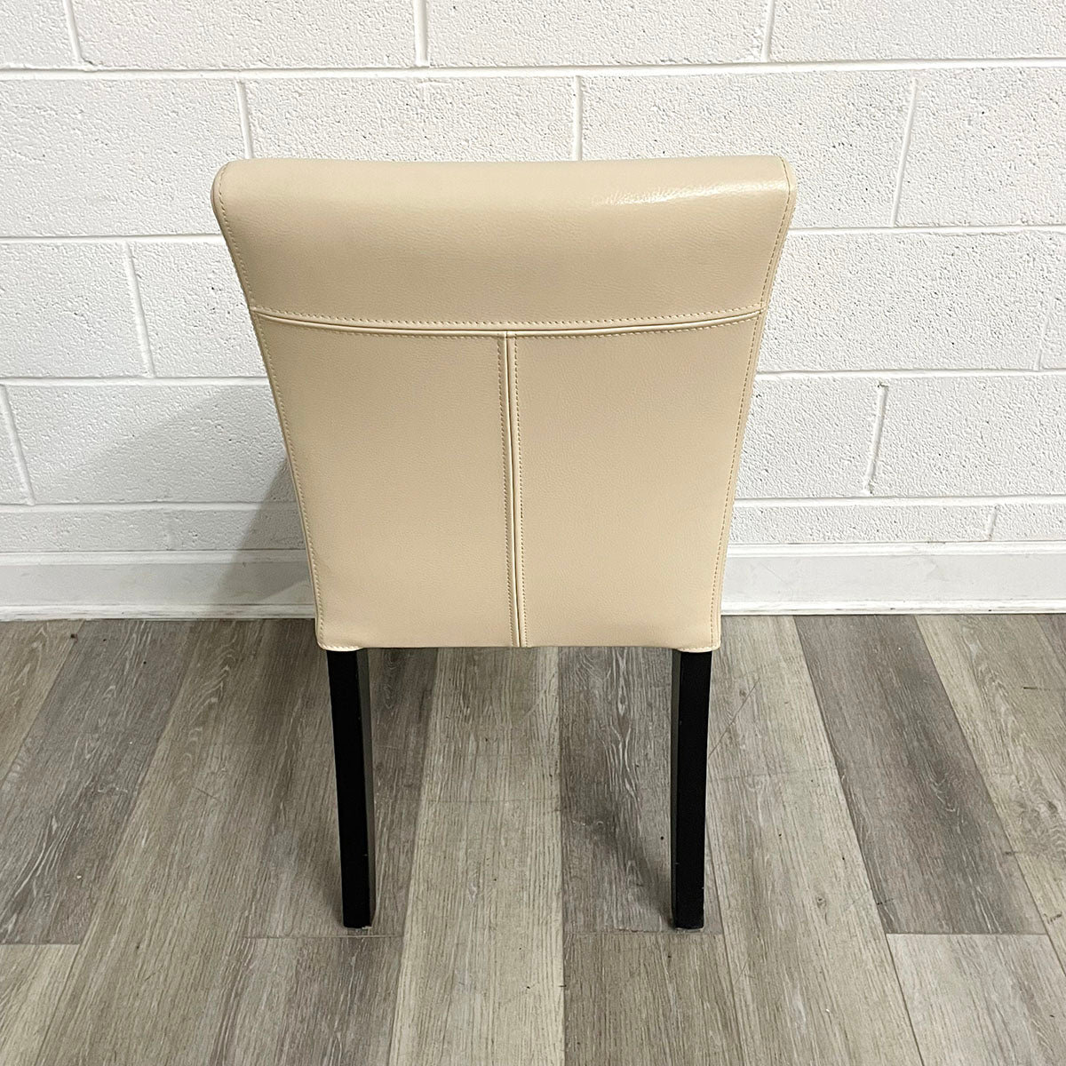 Set of 4 Crate & Barrel Cream Leather Dining Chairs