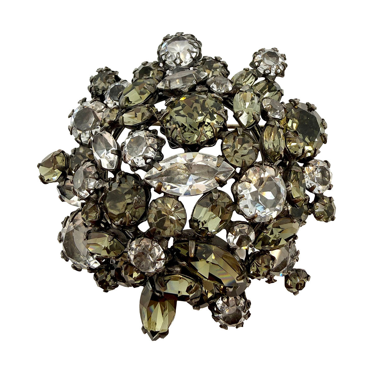 Signed Schreiner Vintage Rhinestone Brooch
