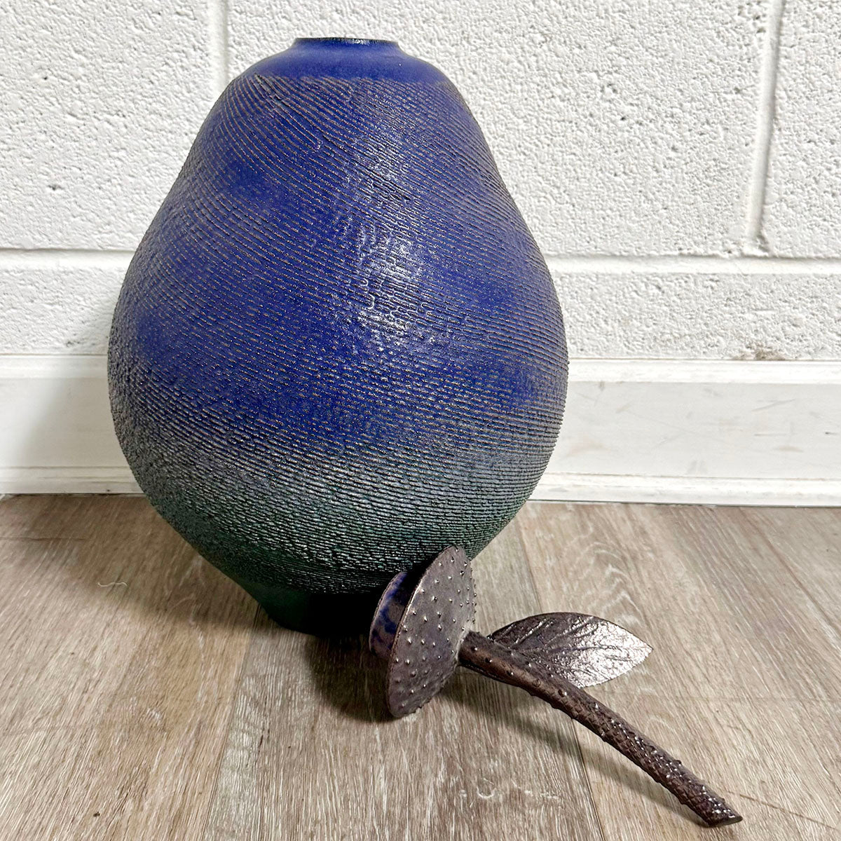 Pear Sculpture Vessel with Lid, Signed