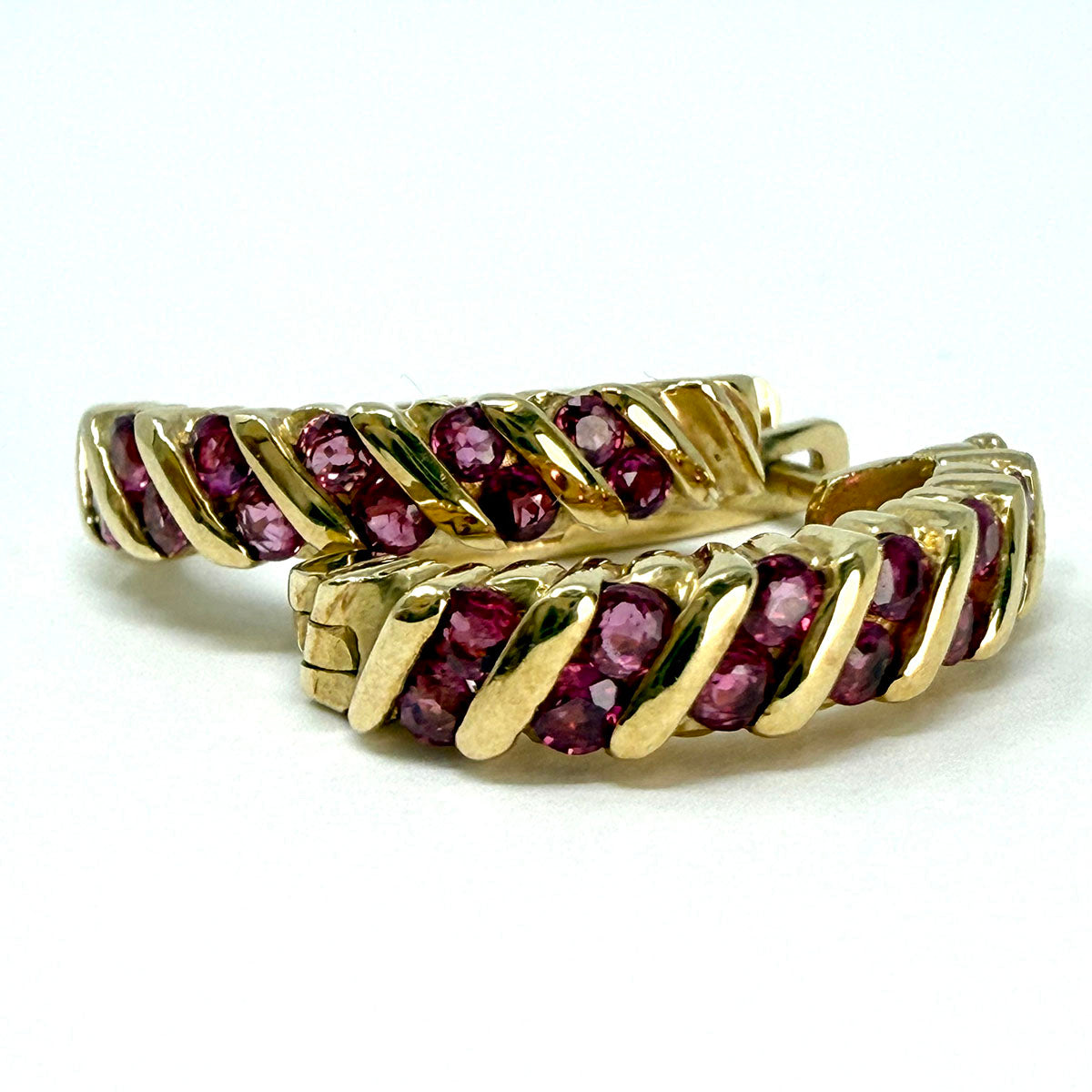 14K Ruby Hoop Earrings