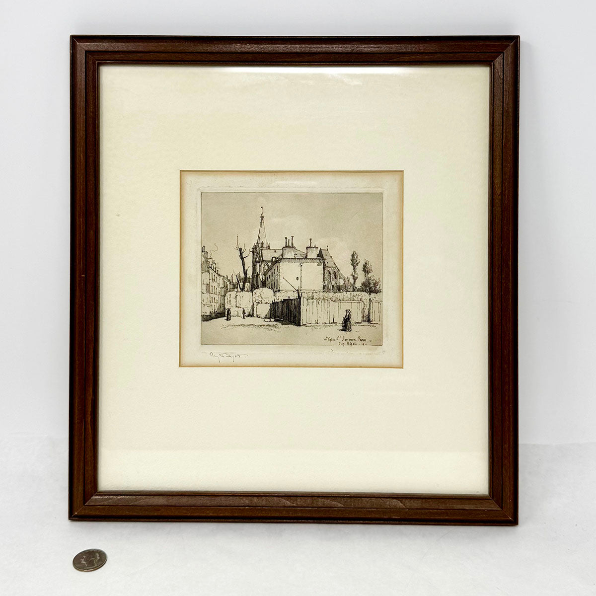 Framed Etching "The Church of Saint-Severin, Paris" Signed 1916