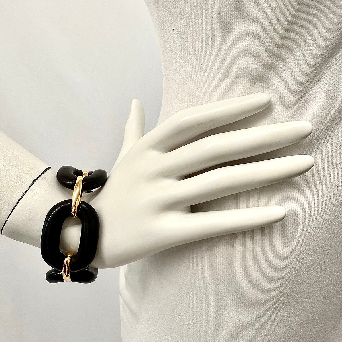 Roberto Coin Oval Ebony and 18K Rose Gold Link Bracelet