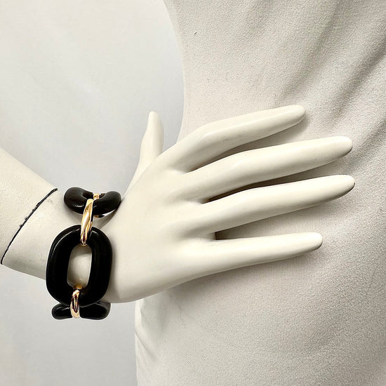 Roberto Coin Oval Ebony and 18K Rose Gold Link Bracelet