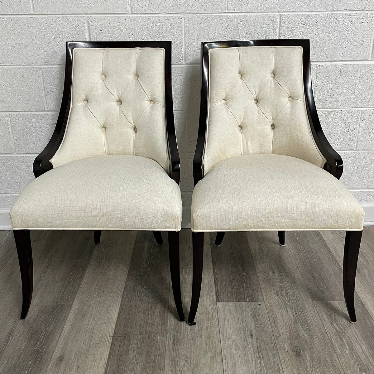 Pair Of Wood & Upholstered Chairs