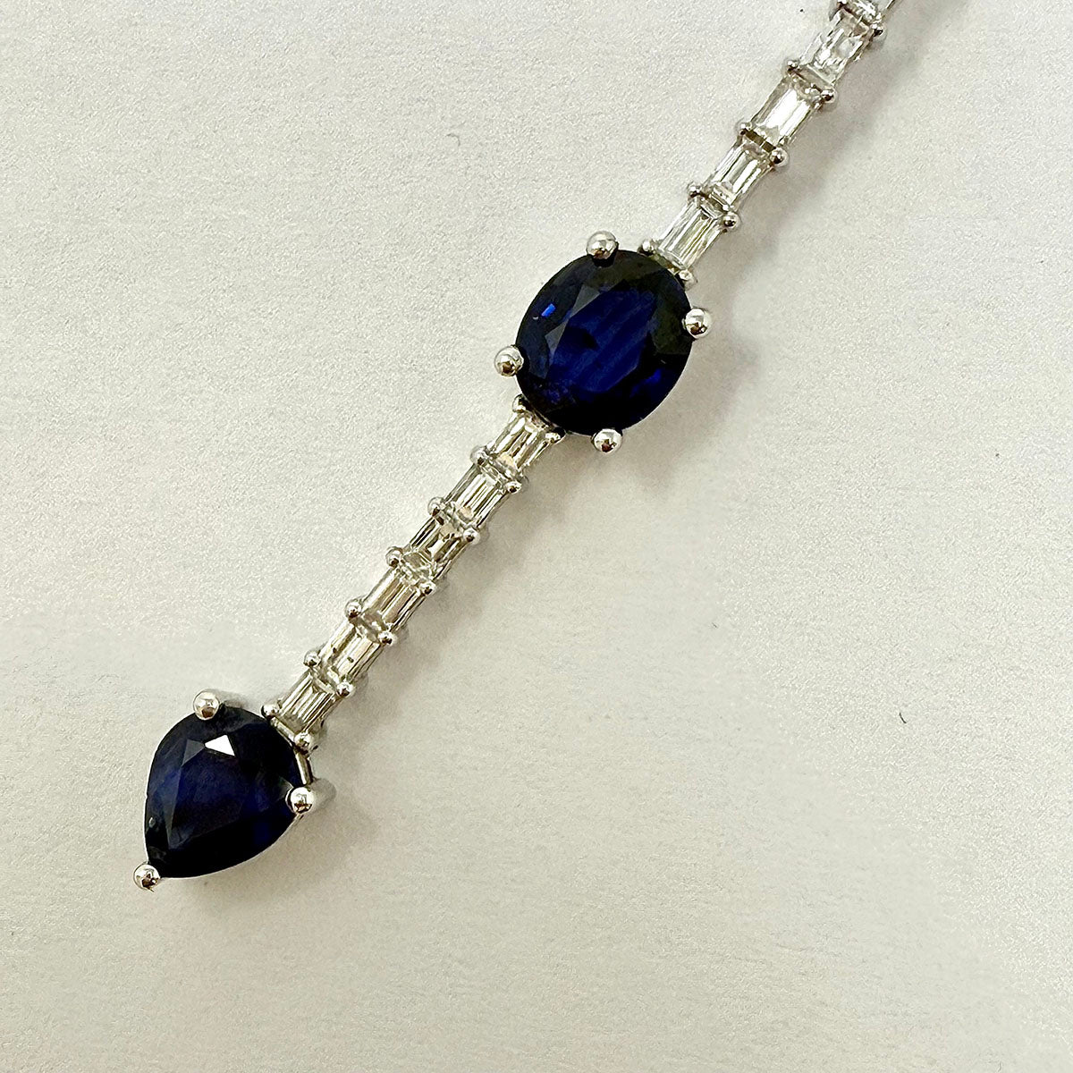 18K White Gold Diamond and Sapphire Drop Earrings