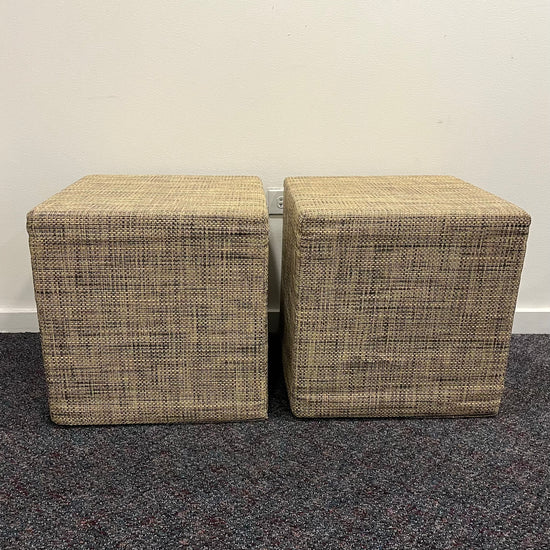 Pair of Multi-Color Cubism Ottomans