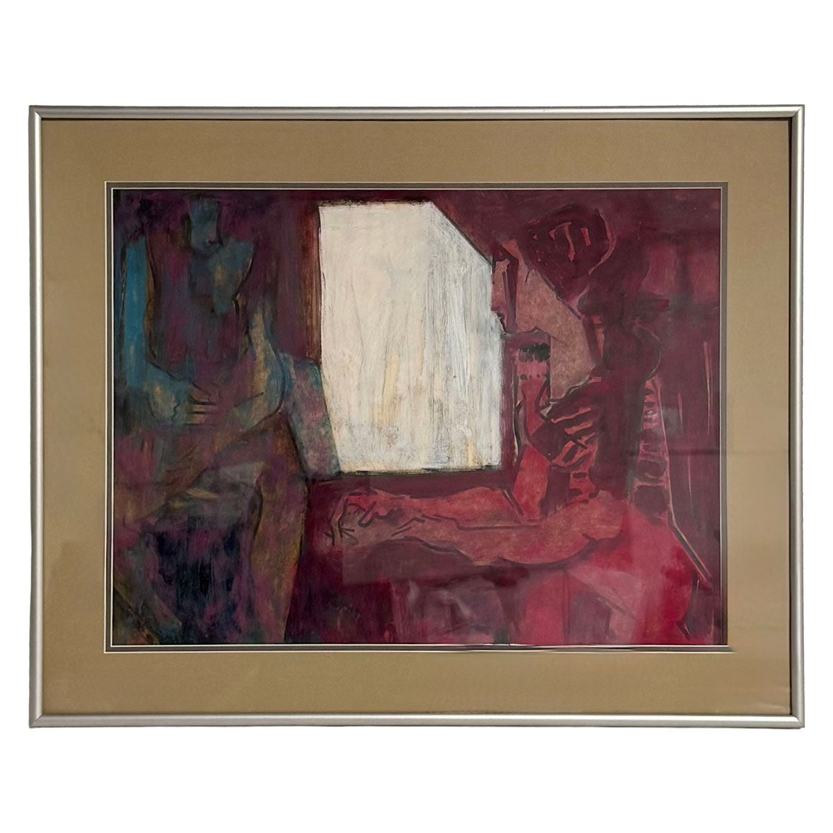 Framed Painting on Paper "Purple Light"