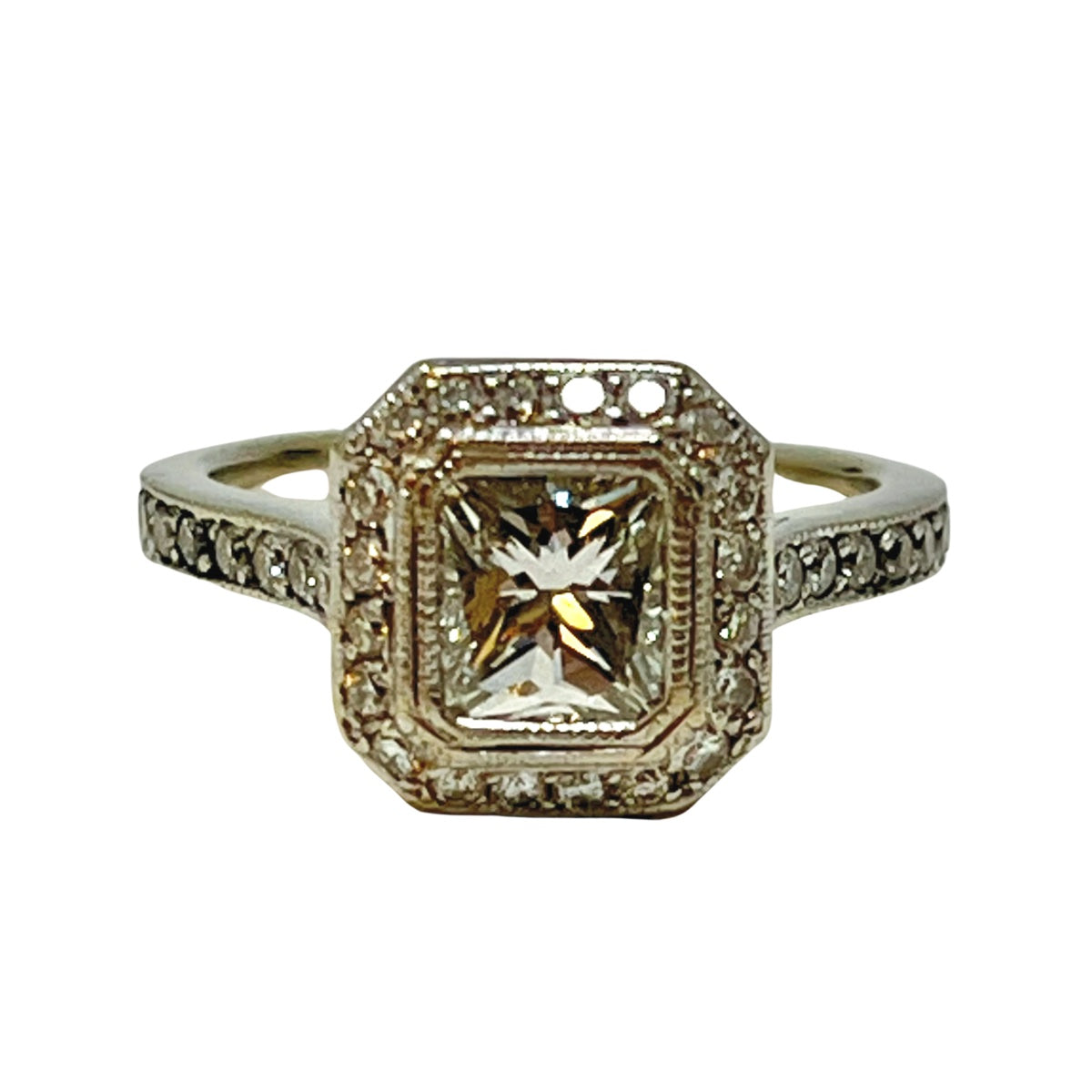 18K White Gold Bezel Set Radiant Cut Diamond Ring