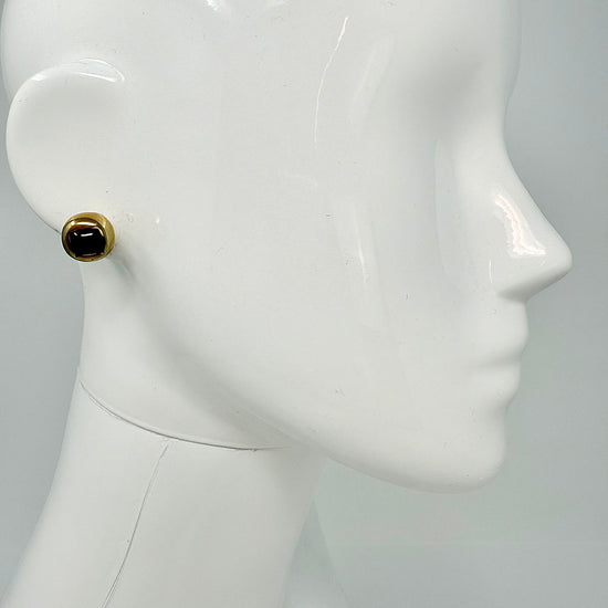 Vaubel Gold-tone Earrings with Brown Cabochon