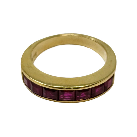 Art Jacobi 18K Gold Guard Ring with 7 Channel Set Rubies