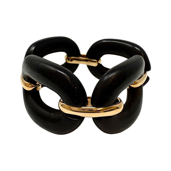 Roberto Coin Oval Ebony and 18K Rose Gold Link Bracelet