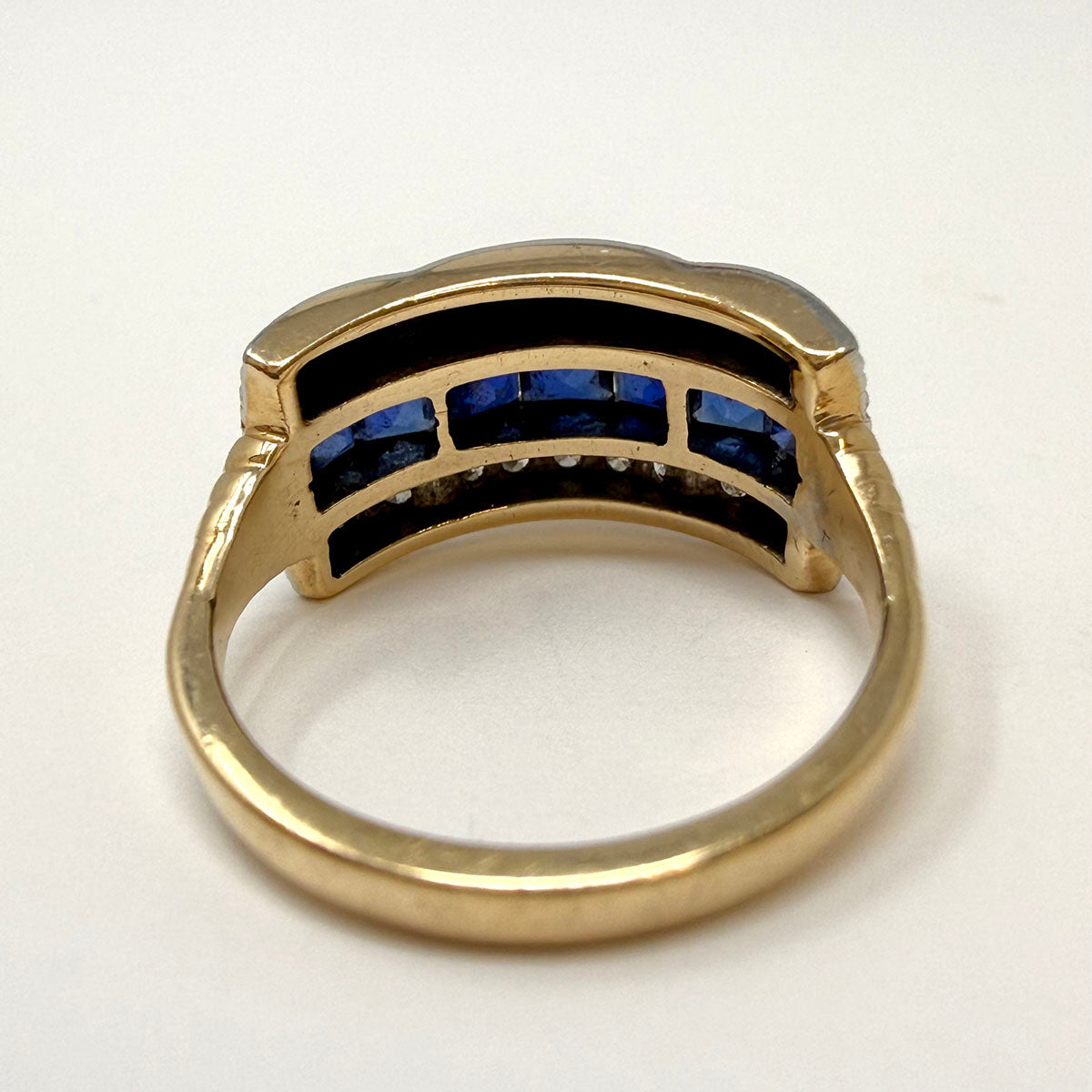 Vintage 14K Gold Ring with Sapphire and Diamonds