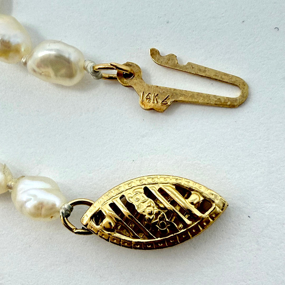 Freshwater Pearl Necklace with 14K Gold Fish Hook Clasp
