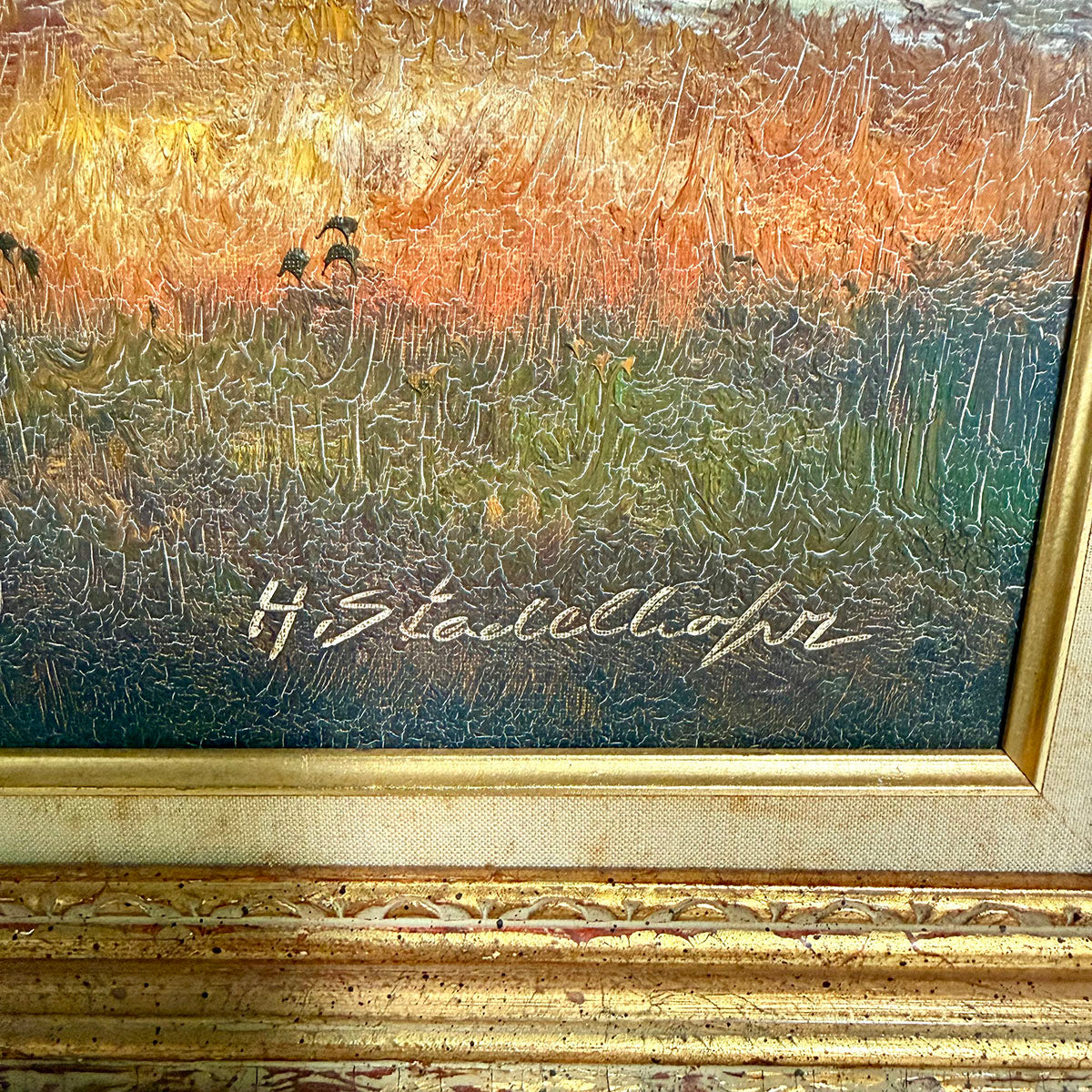 Mountainscape with Fishermen, Signed