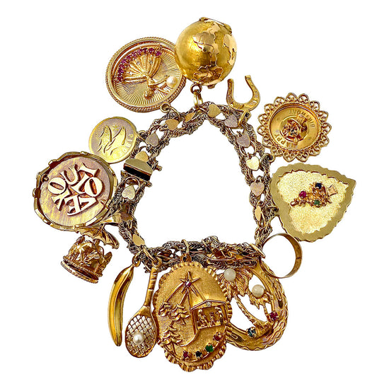 14K Gold Multi Charm  Bracelet