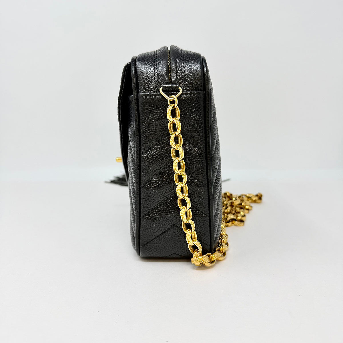 Chanel Vintage Chevron Caviar Camera Bag