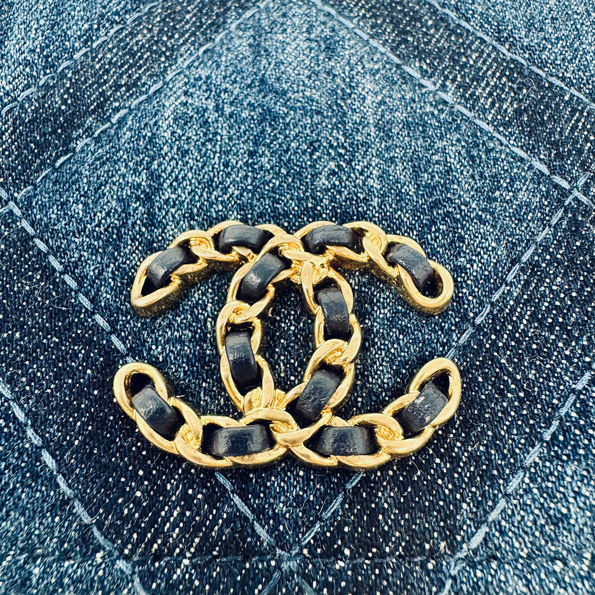 New Chanel 19 Denim Quilted Wallet on the Chain