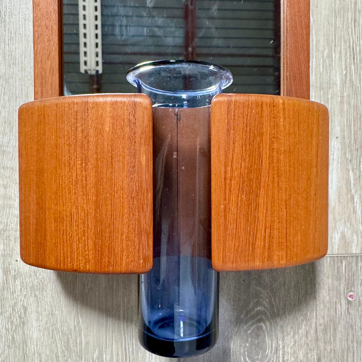 Danish Modern Teak Mirror with Glass Vase