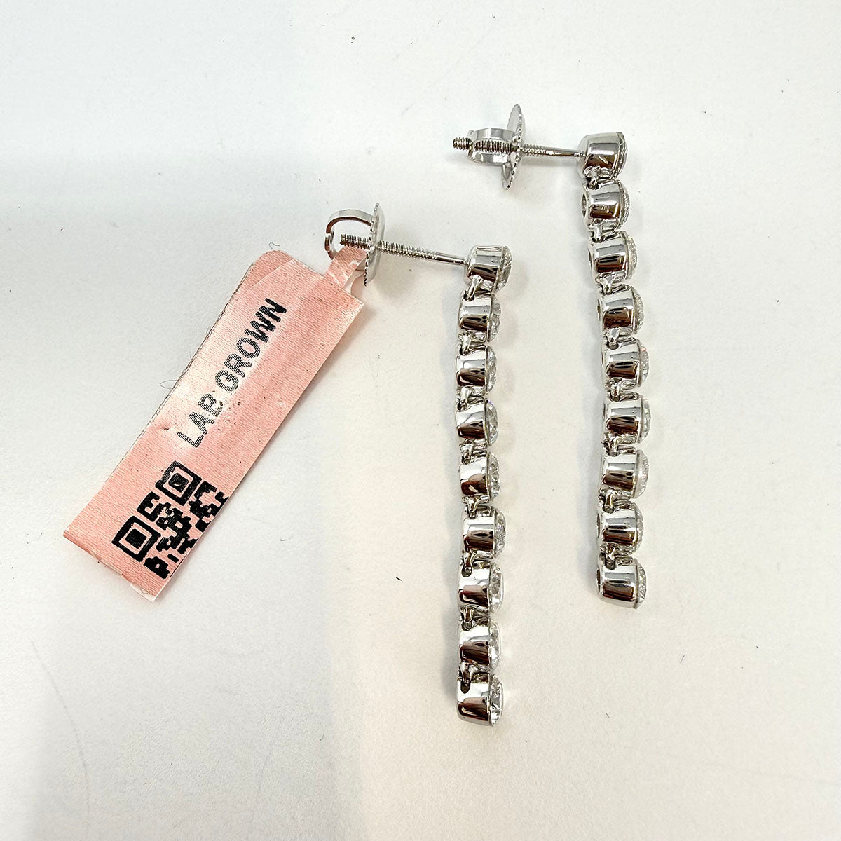 14K White Gold 9 Drop Lab Grown Diamond Earrings