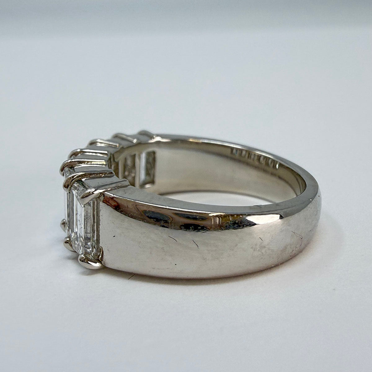Platinum Ring with 6 Emerald Cut  Diamonds
