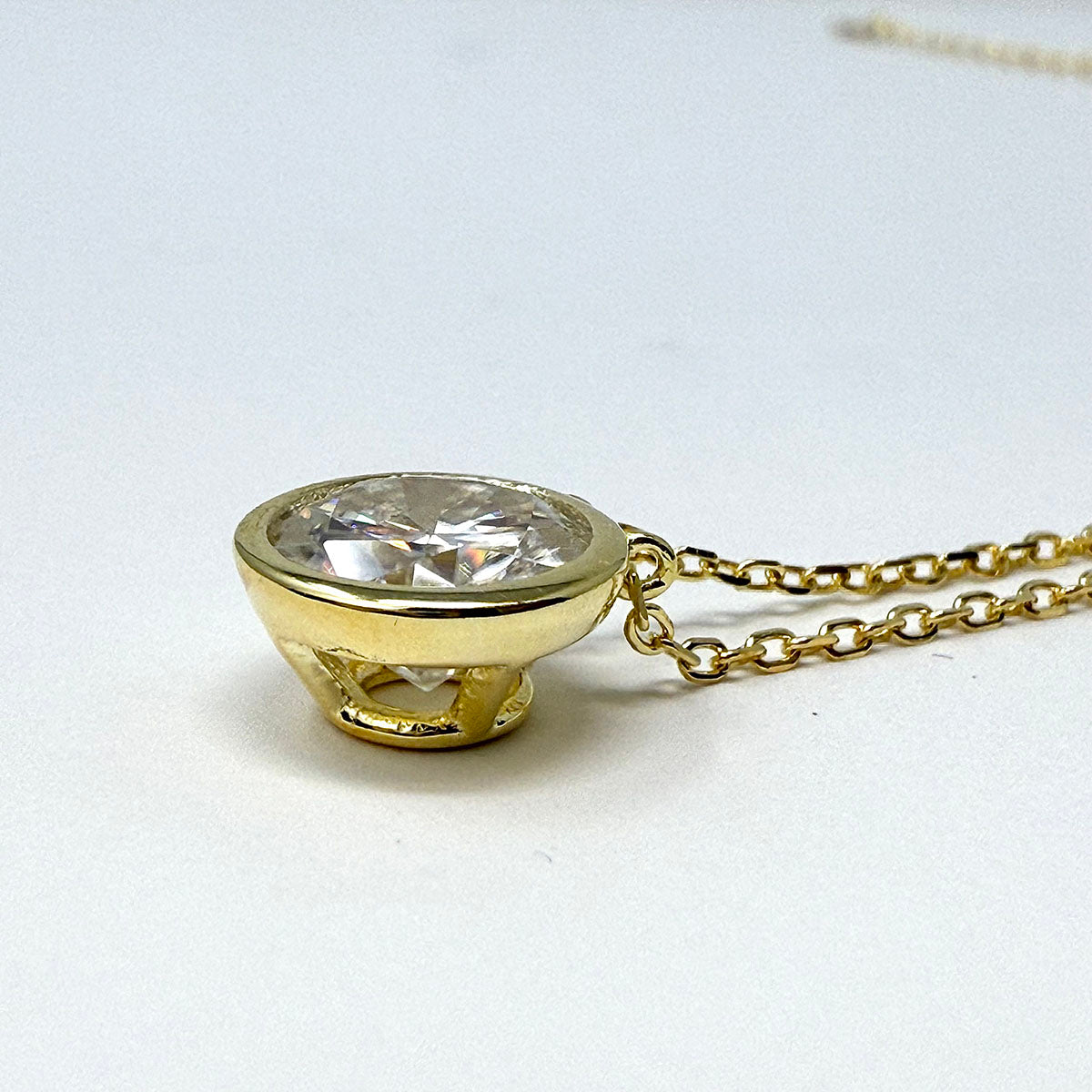 2ct Moissanite Round Bezel Set Pendant Necklace
