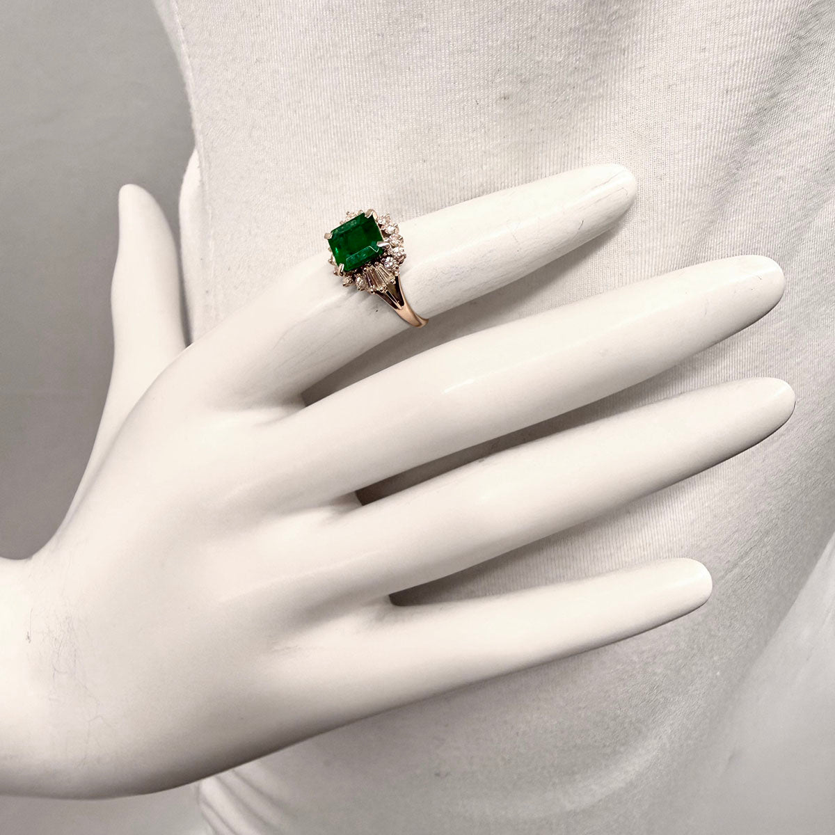 Platinum Emerald and Diamond Ring