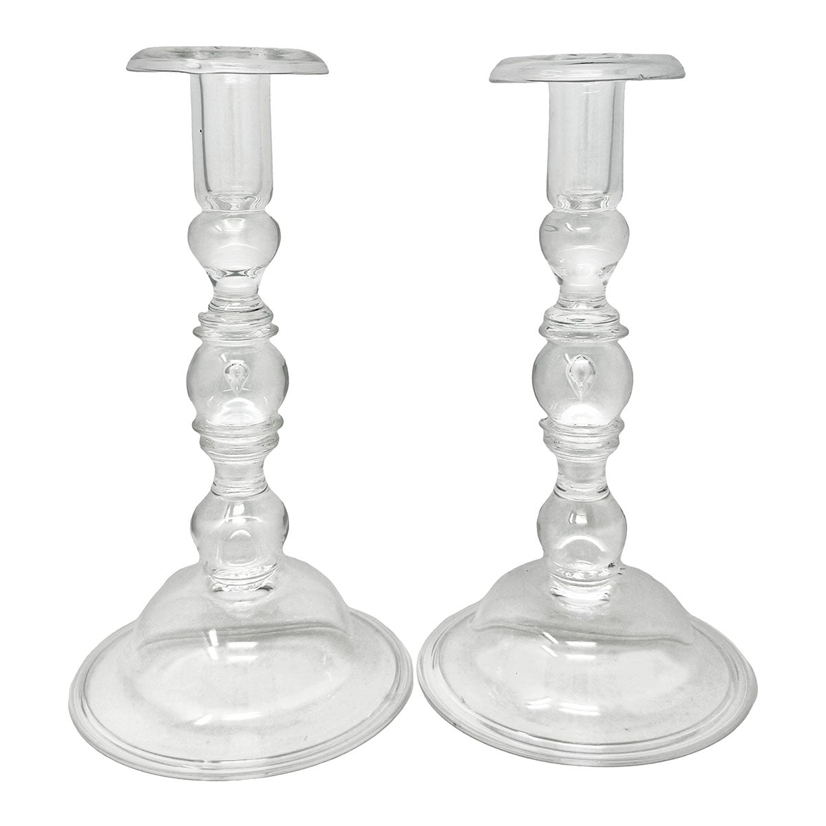 Pair of Teardrop Candle Holders, Signed