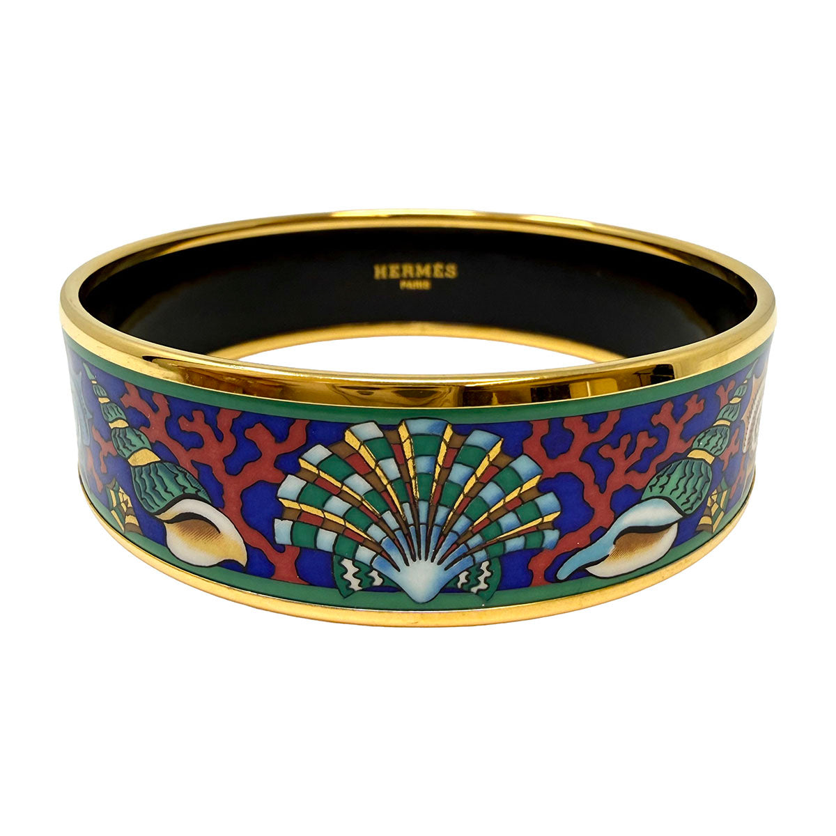 Hermes Wide Enamel Bangle Bracelet