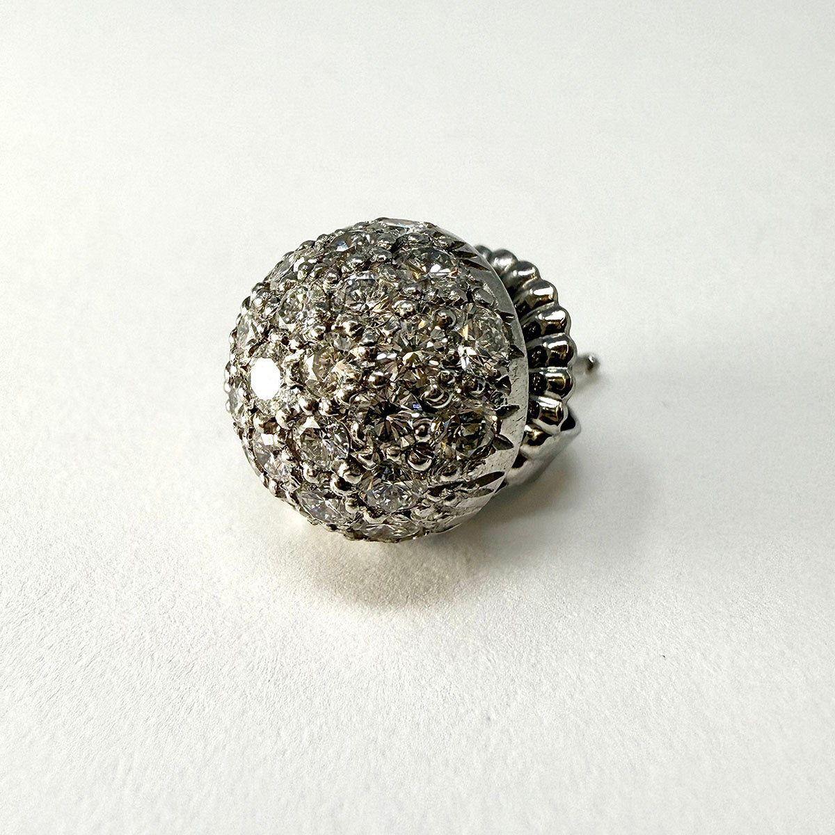Harko Platinum Dome Earrings with 60 Diamonds