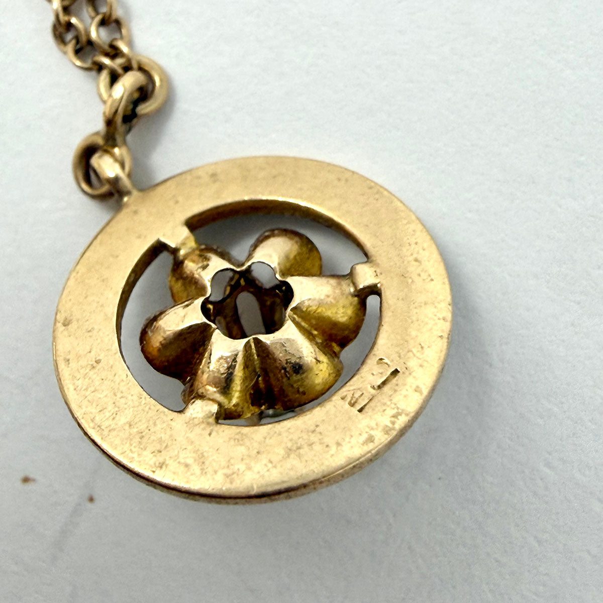 Vintage 10K Two-tone Rose and Yellow Gold Necklace with 3 Medallion Drops