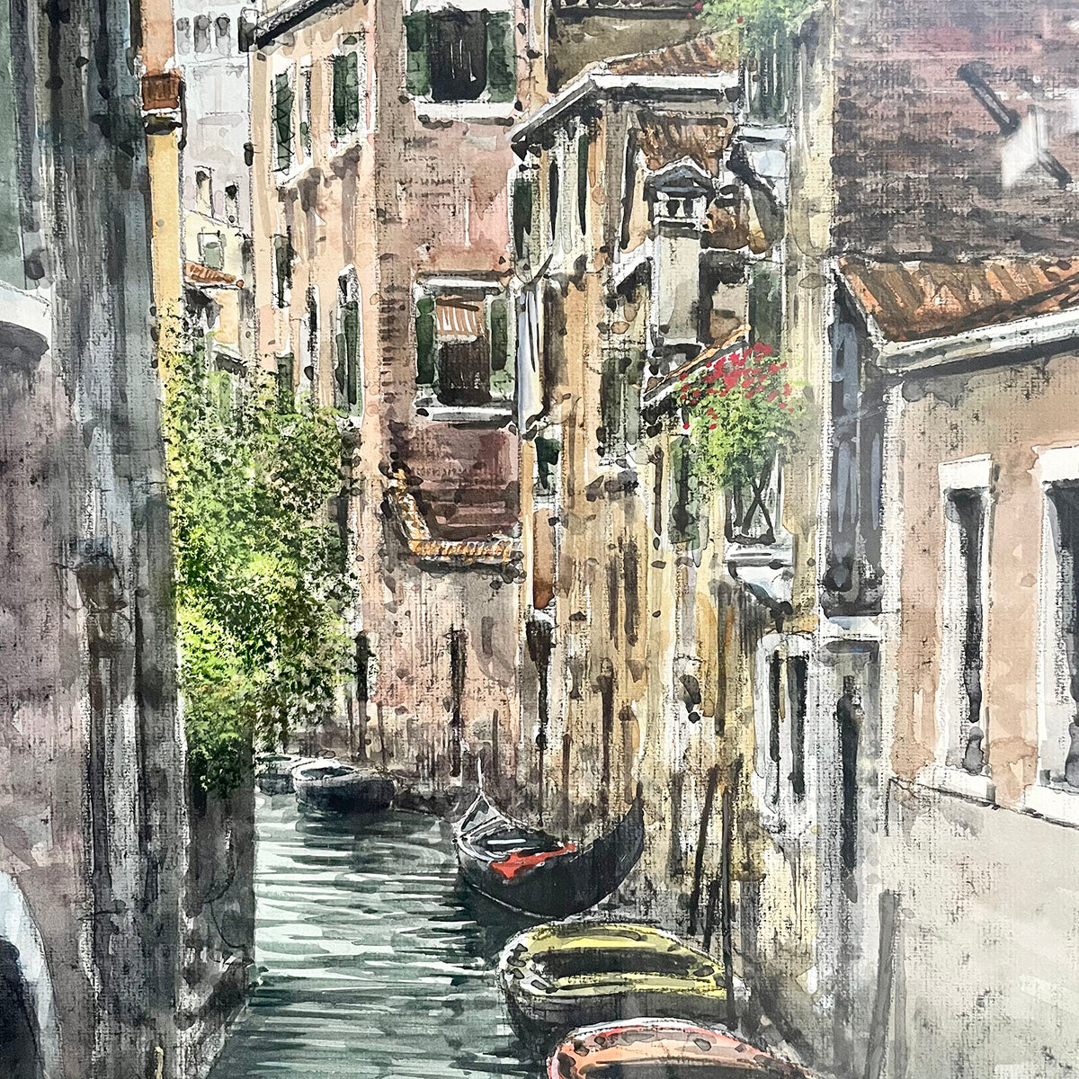 "Venice Canal View" Painting Signed