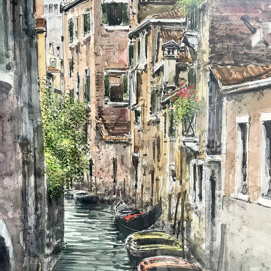 "Venice Canal View" Painting Signed