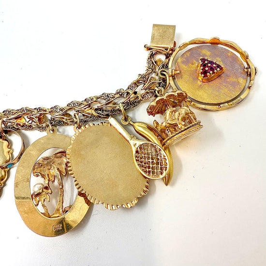 14K Gold Multi Charm  Bracelet