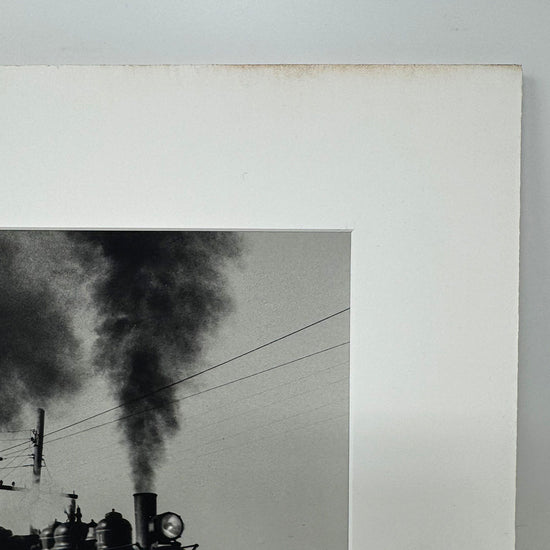 "Vintage Train Engine and Passenger Car" Photograph Signed on Mat