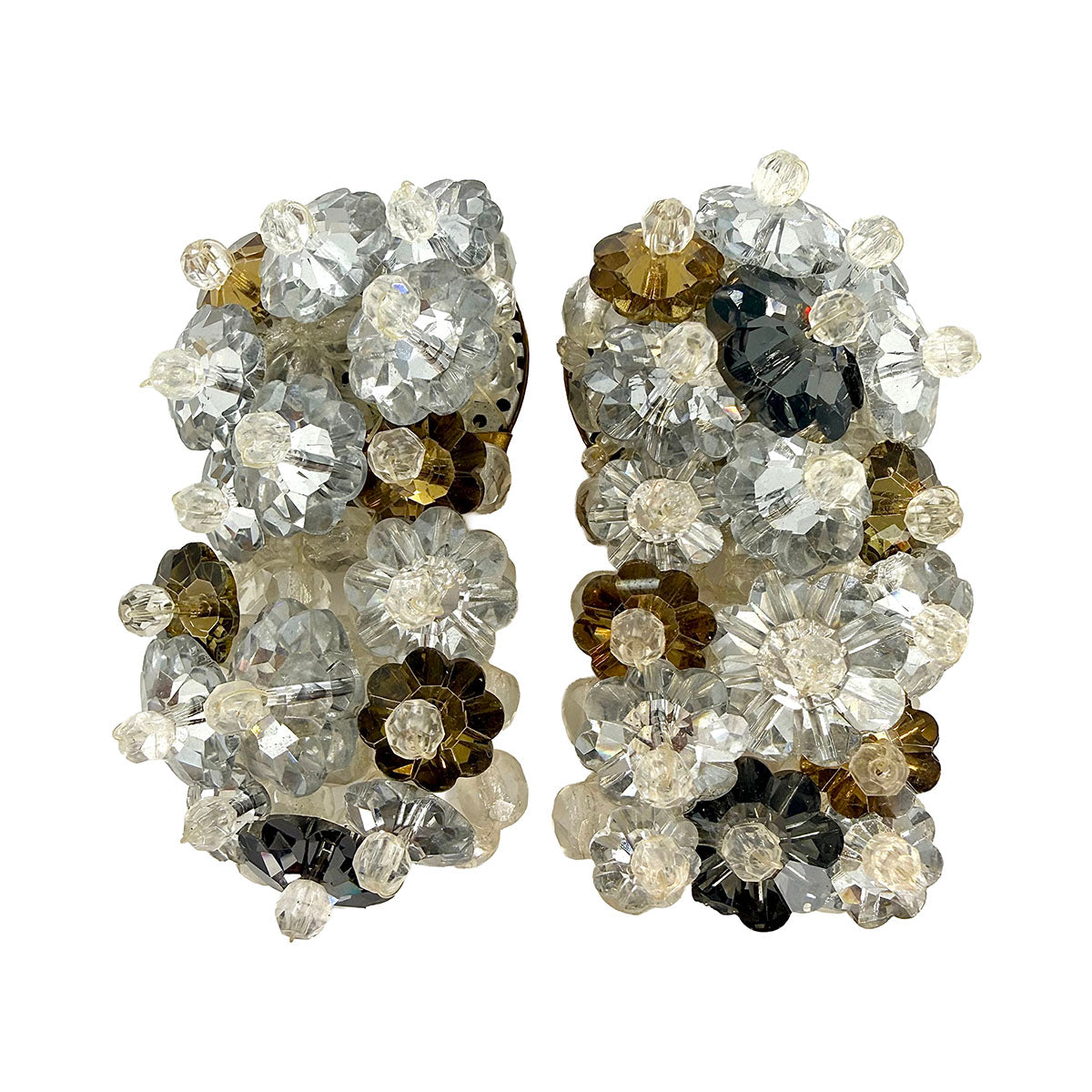 Signed Coppola e Toppo Iridescent Crystal Dangle Clip-on Earrings