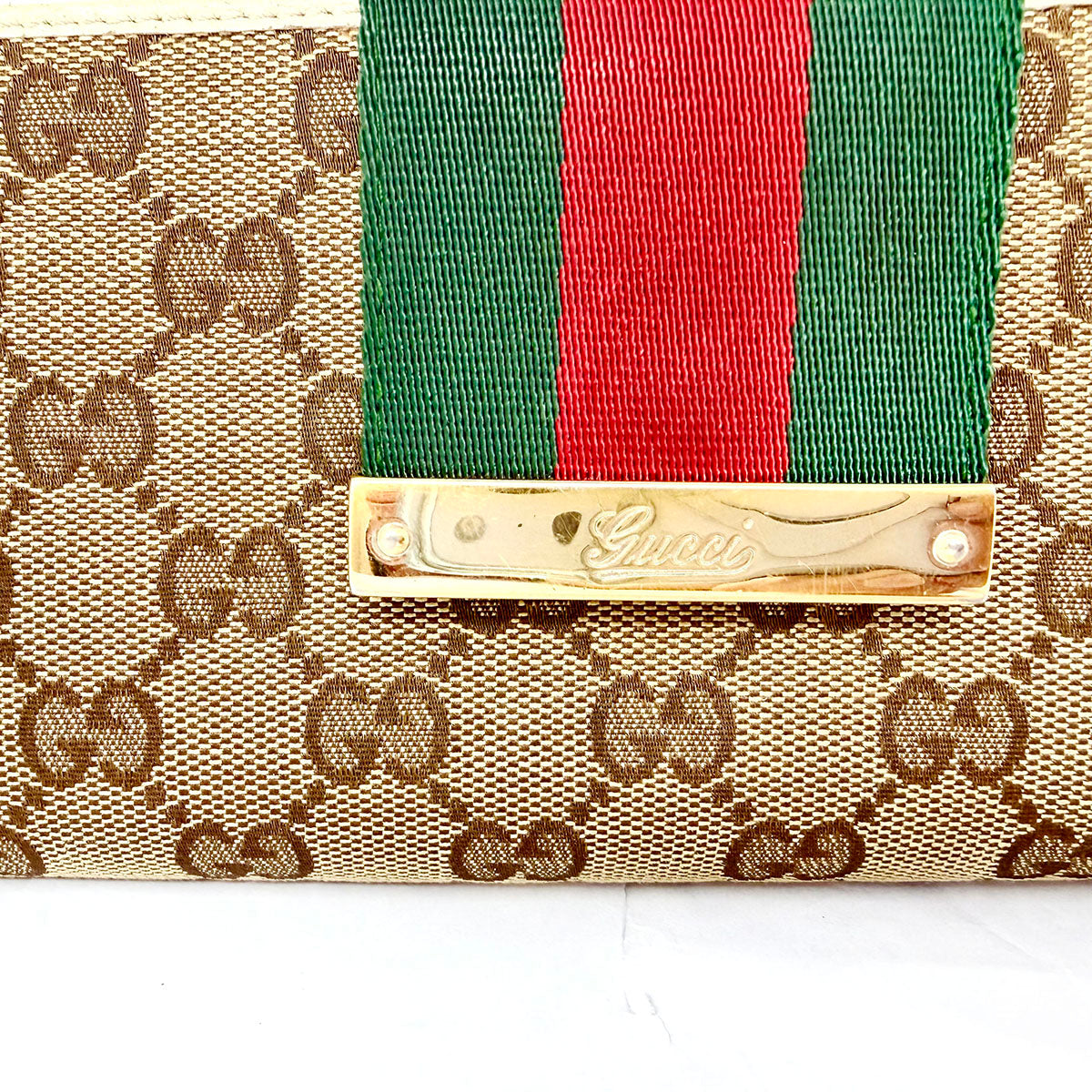 Gucci Monogram  Web Continental Bi-fold Wallet