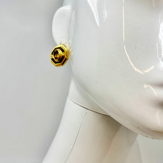18K Gold Earrings with MOP and Oval Citrine