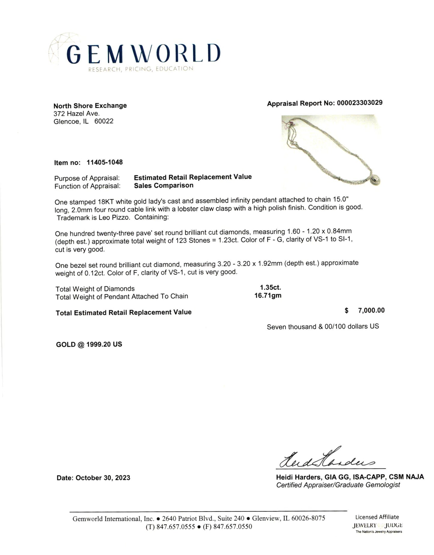 18K White Gold Necklace with 88 Diamonds