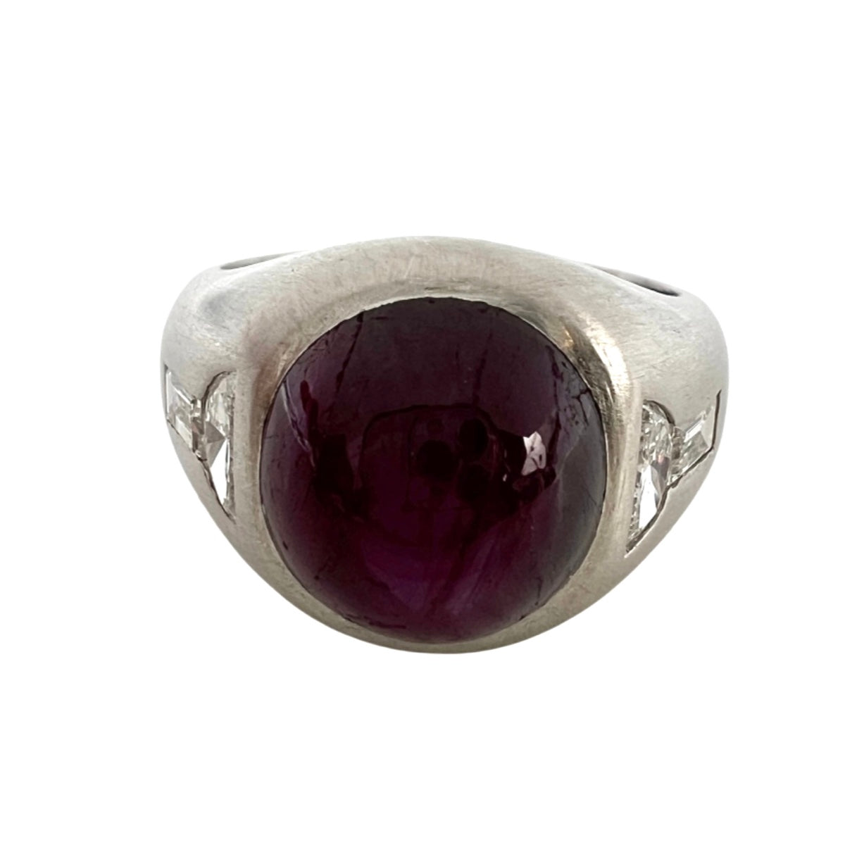 Platinum Ring with Star Ruby and Diamonds