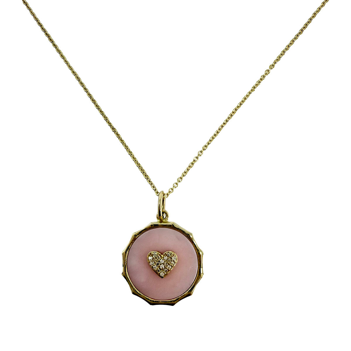 14K Gold Pendant Necklace with Diamond Heart