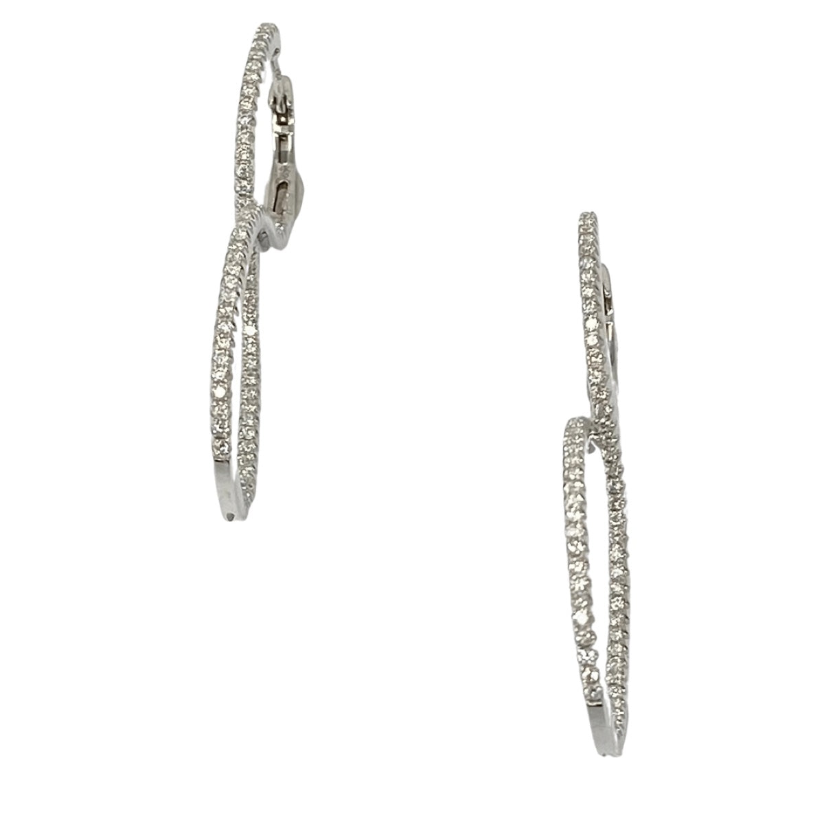 14K White Gold Infinity Hoop Inside Out Diamond Earrings
