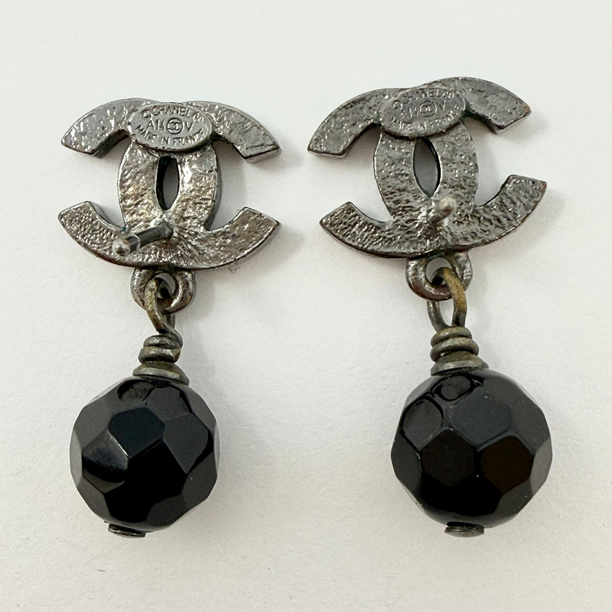 Chanel Black Bead Earrings
