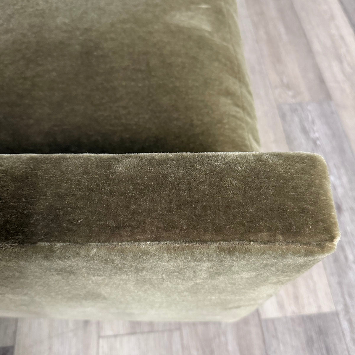 Pair of A. Rudin Olive Green Moihair Club Chairs
